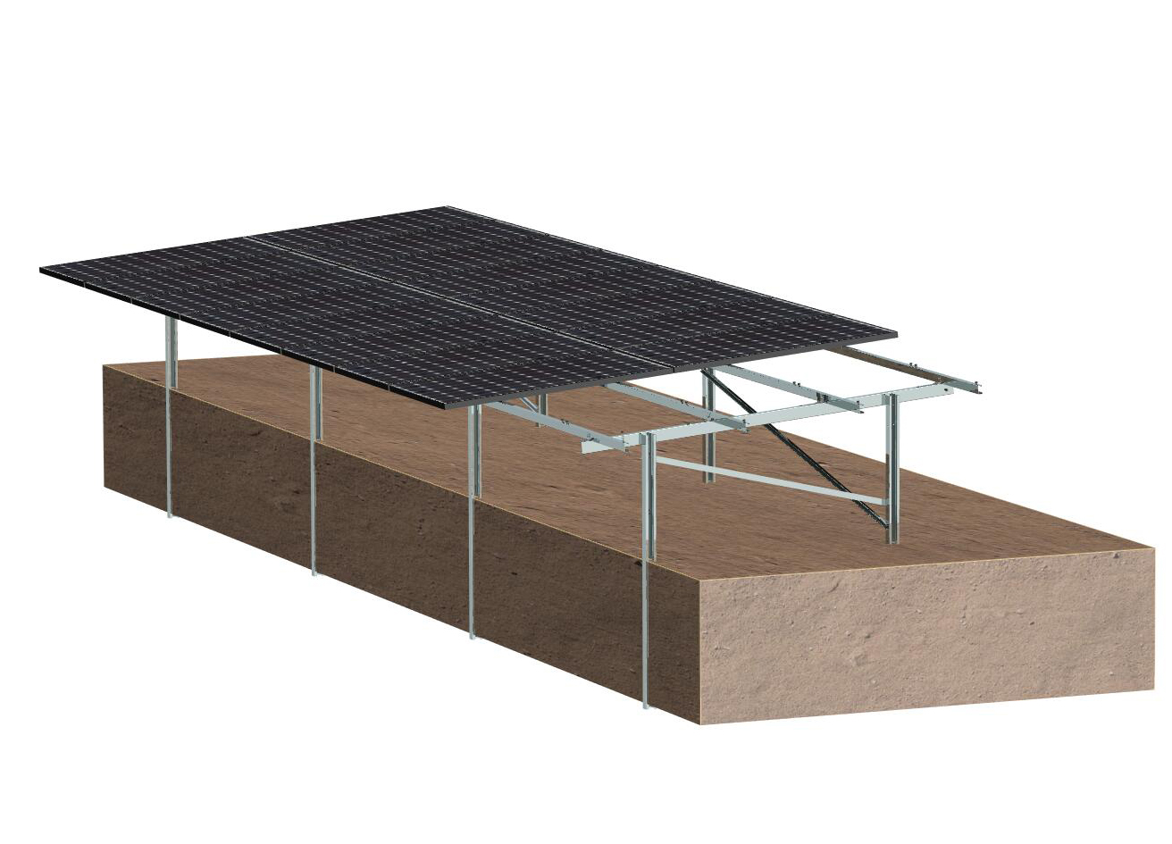 Rammed Pile Ground Steel Mounting